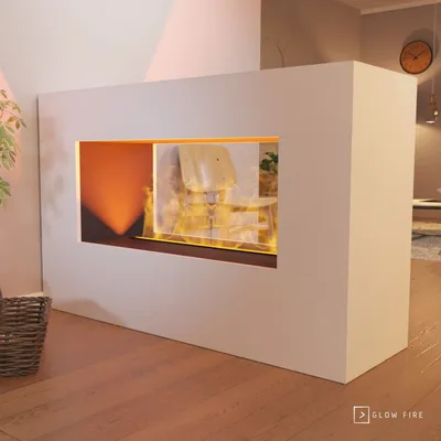 Produktbild von GLOW FIRE Elektrokamin 'Konsalik1000' | Wasserdampf Kamin mit OMC 1000 ohne Holz in weiß als Raumteiler | HxBxT: 100x160x50 cm