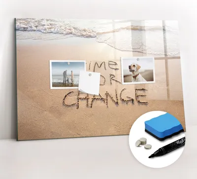 Produktbild von Magnetpinnwand Memoboard - Zubehörsatz - Schwarzer Marker + Schwamm + Magnete - 60 x 40 cm - Strandzitat