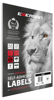 Produktbild von Emerson ART 025 Etiketten A4 70 mm x 32 mm WEISS, Packung mit 25 Blatt