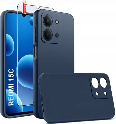 Zdjęcie produktu dla Etui Granatowe Matowe Silikon Slim Do Xiaomi Redmi 15C 5G + Szkło 9H
