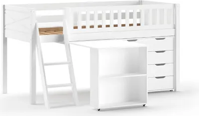 Produktbild von FURNLUX Loft Bed Scott White 90x200cm / Hauptfarbe: Weiß / Abmessungen: 135 x 208 x 114 cm