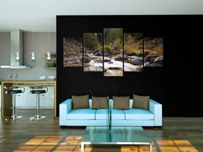 Image de Tableau acoustique Nature 200 x 100 cm Tableaux Mousse acoustique Absorbeur acoustique haute performance Isolation acoustique Toile 5 pièces Tableau mural Acoustique intérieure Isolation acoustique 030212-14