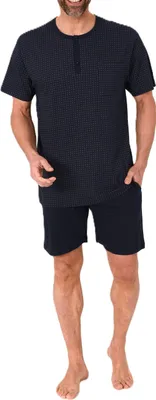 Produktbild von Normann Herren Schlafanzug kurzarm Shorty Pyjama aus 100 % Baumwolle – auch in Übergröße ; marine , 54