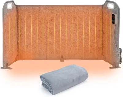 Productafbeelding van Opvouwbare voetwarmer met deken, grote verwarming met 5 standen voor onder het bureau, persoonlijke warmer met 8 temperatuurstanden, timer instelbaar van 1 tot 9 uur