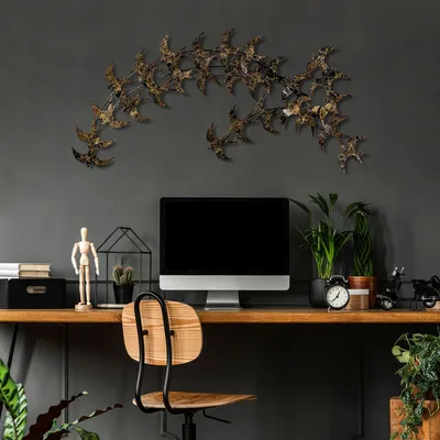 Obrázek produktu pro Wallity, Kirlangic - Gold, Dekorativní kovový doplněk na zeď, 100 % METAL, zlatá barva, 75 x 136 cm