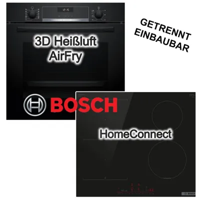 Produktbild von Herdset Bosch Einbaubackofen 3D-Heißluft Air Fry + Induktionskochfeld Home Connect CombiZone