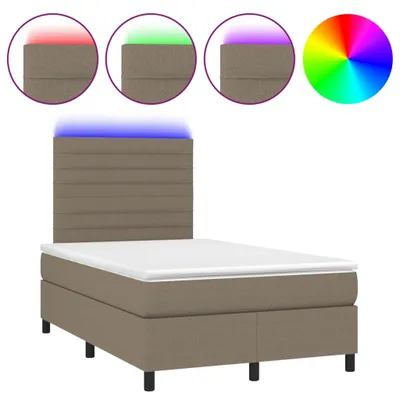 Immagine prodotto di vidaXL Letto a molle insacchettate con materasso e tessuto LED Taupe 120x190 cm