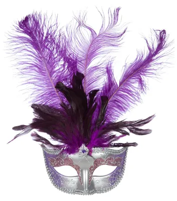 Produktbild von Venezianische Kunststoffmaske mit lila Federn