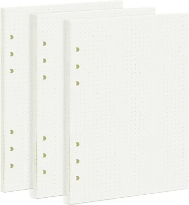 Image de Papier à pointillés format A5, recharge, 135 feuilles, 3 paquets, perforé 6 trous, 100 g/m², pour carnets