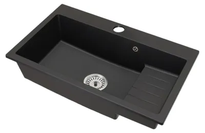 Obrázek produktu pro Kondela Granitový kuchyňský dřez se sifonem Rona 80x48 cm - černá