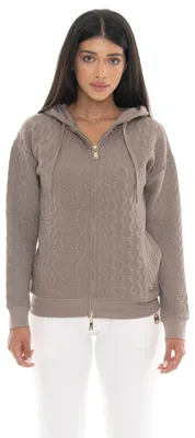 Immagine prodotto di Felpa invernale donna in tessuto treccia con cappuccio e zip Leone 1947 Braid