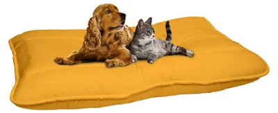 Imagen del producto de Cama para perros Maxy, color amarillo, 60x100 cm, ideal para perros grandes, apta para uso en interiores y exteriores