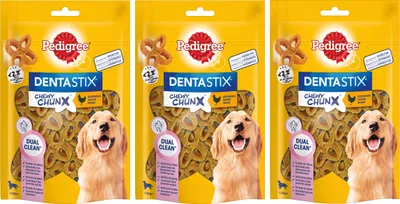 Produktbild von PEDIGREE® DENTASTIX™ CHEWY CHUNX™ Maxi 15kg+ mit Huhn Geschmack 3 x 68g
