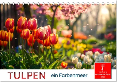 Produktbild von Tulpen - ein Farbenmeer (Tischkalender 2025 DIN A5 quer), CALVENDO Monatskalender