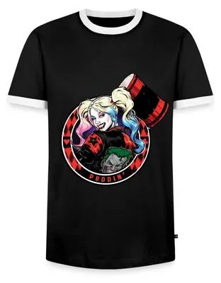 Produktbild von Spreadshirt Harley Quinn Puddin' Männer Kontrast T-Shirt, M, Schwarz/Weiß