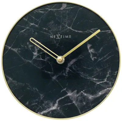 Produktbild von NeXtime Marble, Tisch, Quarzuhr, Rund, Schwarz, Gold, Glas, Metall, Analog