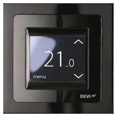 Productafbeelding van DEVI DEVIreg Touch zwart 140F1069, programmeerbare thermostaat voor verwarming, 16A, 230V, met frame