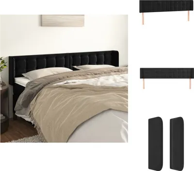 Produktbild von vidaXL Kopfteil mit Ohren Schwarz 203x16x78/88 cm Samt -  Kopf- & Fußenden