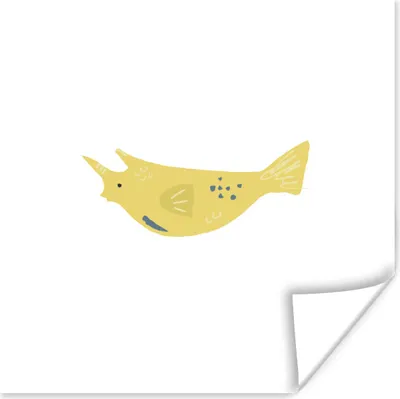 Produktbild von MuchoWow® Poster Pastell - Fisch - Gelb 50x50 cm - Wohnzimmerdekoration