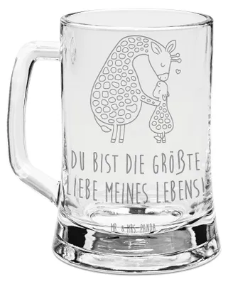Produktbild von Mr. & Mrs. Panda Krug Giraffe Kind - Transparent - Geschenk, Glaskrug, Mutter, Gravur Bierkrug, Bierhumpen, Sohn, Tochter, Humpen, Afrika, Lieblingsmensch, Seidel, Mama