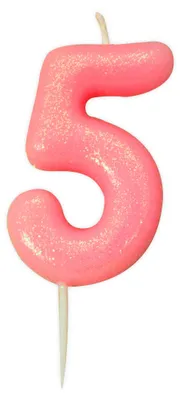 Produktbild von Geburtstagskerze Zahl 5 Rosa Irisierend 9 cm mit Glitzer - Einheitsgröße