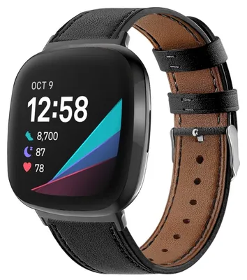 Produktbild von By Qubix passend für Fitbit Versa 3/4 & Sense 1/2 Lederarmband - Schwarz