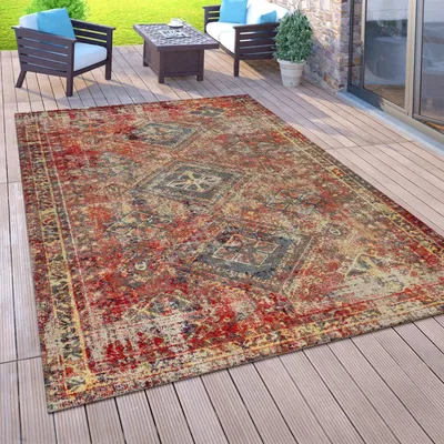 Produktbild von Outdoor-Teppich Für Balkon, Kurzflor Mit Orient-Design, versch. Farben u. Größen Grösse 60x100 cm