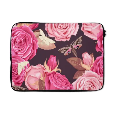 Produktbild von MuchoWow® Laptop Hülle 14 ZollRosen - Insekten - Muster Laptoptasche - Laptoptasche - Stoßsicher - Schutzhaube