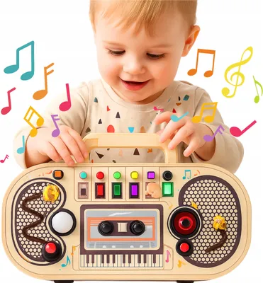 Obrázok produktu pre Drevená Montessori doska vzdelávacie rádio hrať manipulatívne LED