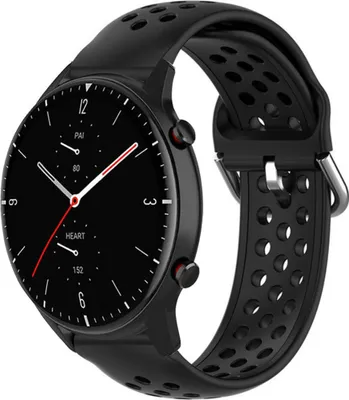 Produktbild von Strap-it Amazfit GTR 2 Silikonarmband mit Löchern (Schwarz)