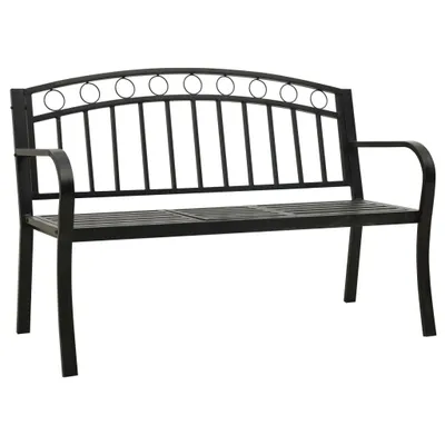 Produktbild von vidaXL Gartenbank mit Tisch Schwarz 120 cm Stahl