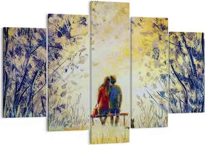 Produktbild von Bild auf Leinwand - Leinwandbild - 5 Teile - Liebhaber auf Bank - 150x100cm - Wand Bild - Wanddeko - Wandbilder - Leinwanddruck - Bilder - Wanddekoration - Leinwand bilder - Wandbild - EA150x100-4578