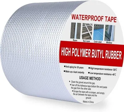 Obrázek produktu pro Voděodolná butylková páska pro střechy, 100 mm x 5 m, samolepicí těsnicí páska, pro opravu trhlin a děr, bitumenová role pro střešní krytinu