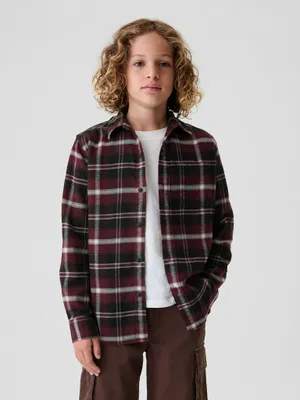 Produktbild von GAP Kinder Flanellhemd Rot XS aus Baumwolle mit klassischem Kragen und Brusttasche