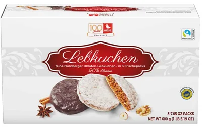 Produktbild von Weiss Weissella Nürnberger Oblaten-Lebkuchen 3x200g