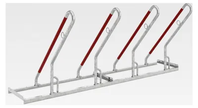 Produktbild von Anlehnparker für 4 Fahrräder | einseitig | zum Aufdübeln | verzinkter Stahl | Sicherer Fahrradständer für Mountainbikes und E-Bikes