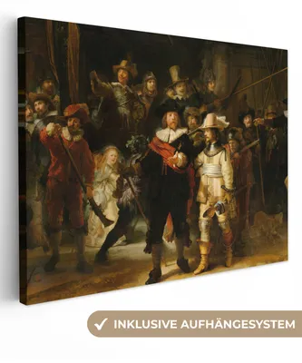 Obrázek produktu pro OneMillionCanvasses® - Obraz na plátně - Noční hlídka - Obraz od Rembrandt van Rijn, nástěnná malba, nástěnné dekorace obrazy obývací pokoj, 80x60cm