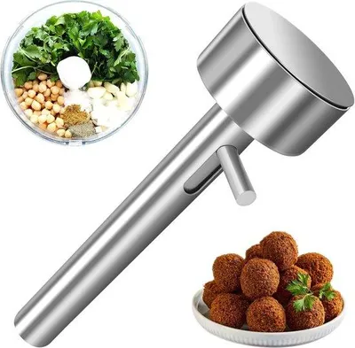 Obrázek produktu pro Ruční přístroj na hamburgery a kuličky – 4 cm – stříbrný – kuchyňský pomocník
