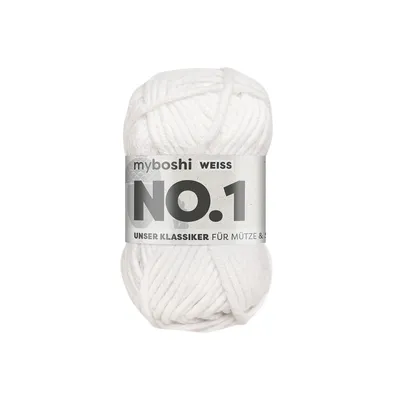 A ball of white yarn with a label.