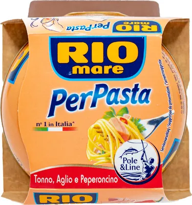 Zdjęcie produktu dla Rio Mare Per Pasta Tuńczyk w oliwie z oliwek z czosnkiem i chili 160 gr.