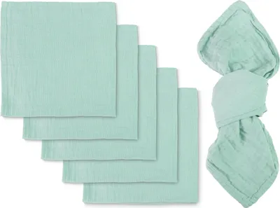 Produktbild von 6er Set Musselin Stoffservietten, 50x50 cm, salbei, bügelfrei