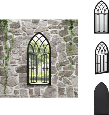 Zdjęcie produktu dla vidaXL Lustro ogrodowe czarne 100x45 cm żelazne - Lustro