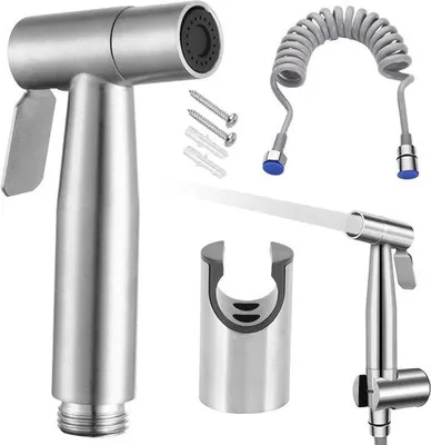 Produktbild von Handdouche mit doppeltem Betrieb - mit Wasserhahn, Sprinkler und Wandmontage oder Haakmontage, Bidettoiletopf aus Edelstahl