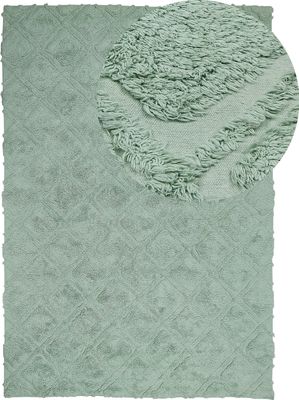 BELIANI Koberec zelený bavlnený 160 x 230 cm geometrický vzor ručne všívaný boho dizajn obývačka spálňa