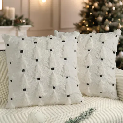 Zdjęcie produktu dla Świąteczne poszewki na poduszki 45x45 cm, zestaw 2 sztuk, miękkie, z pluszowego sztucznego futra