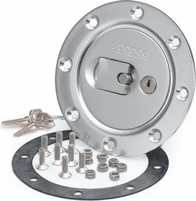 Produktbild von Sparco Universal Aluminium Tankdeckel 12 cm Durchmesser mit Schloss und Schlüssel