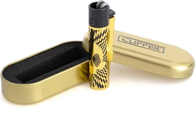 Produktbild von Clipper Metall Feuerzeug : Amazing Skulls V1 Gold / Schwarz