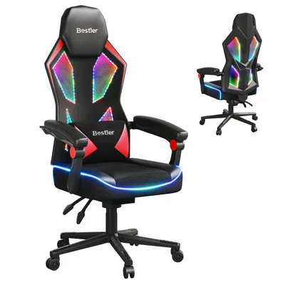 Produktbild von Bürostuhl Ergonomisch, Schreibtischstuhl, Gaming Stuhl , Chefsessel, Drehstuhl, Bürostuhl 150kg, mit Verstellbarer Kopfstütze und Lordosenstütze, Rot