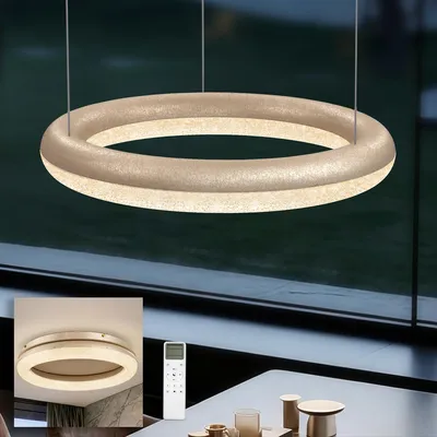Produktbild von doporro Moderne LED Pendelleuchte – 60cm Dimmbare Esszimmerlampe hängend mit App & Fernbedienung, 3000–6000K, CRI≥95, höhenverstellbar, Luvina03,Eisblumen-Gold