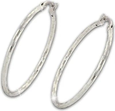 Produktbild von SilberDream Ohrringe Diamantschliff Damen 925 Silber Schmuck Creolen SDO67366